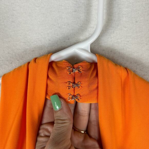 Express NEW Tank Top Women's Large Orange Stretch Twist Halter Comfort Open Back - Picture 8 of 12